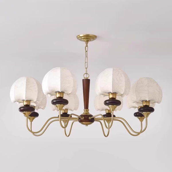 French solid wood fabric chandelier