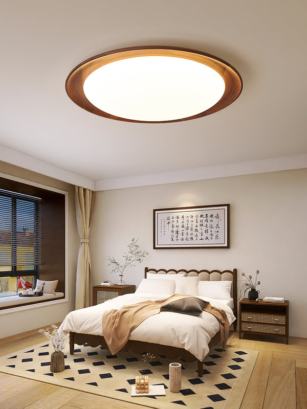 Ultradünne Deckenlampe aus Walnussholz für das Schlafzimmer