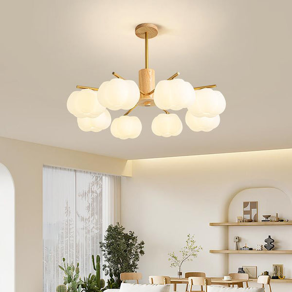 Rubber Wood Pumpkin Chandelier