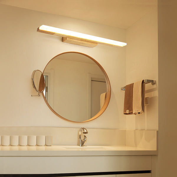 Applique murale LED en bois massif avec miroir