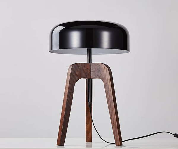 Solid wood tripod table lamp