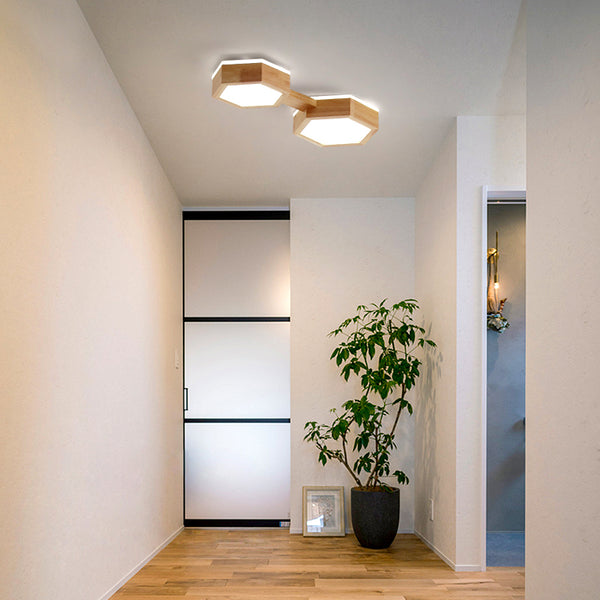 Creative solid wood LED ceiling lamp