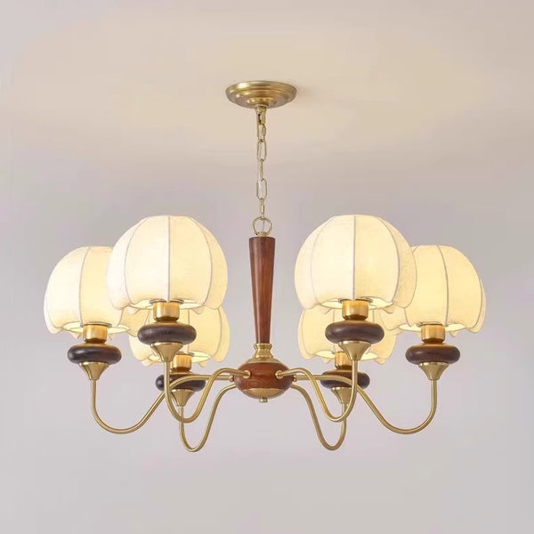 French solid wood fabric chandelier