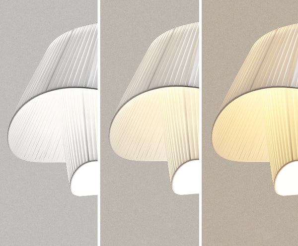Minimalistischer Kronleuchter aus plissiertem Stoff