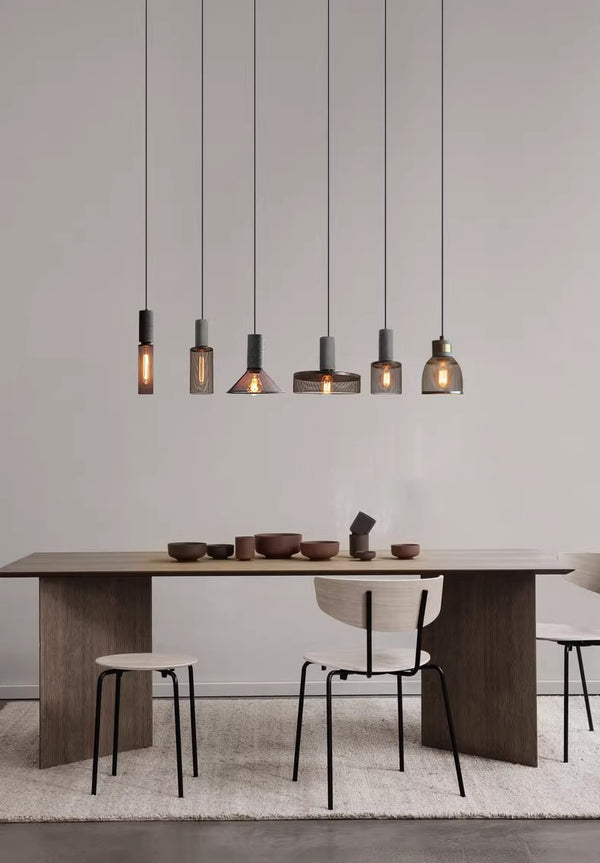 Lustre rétro à tête unique en ciment