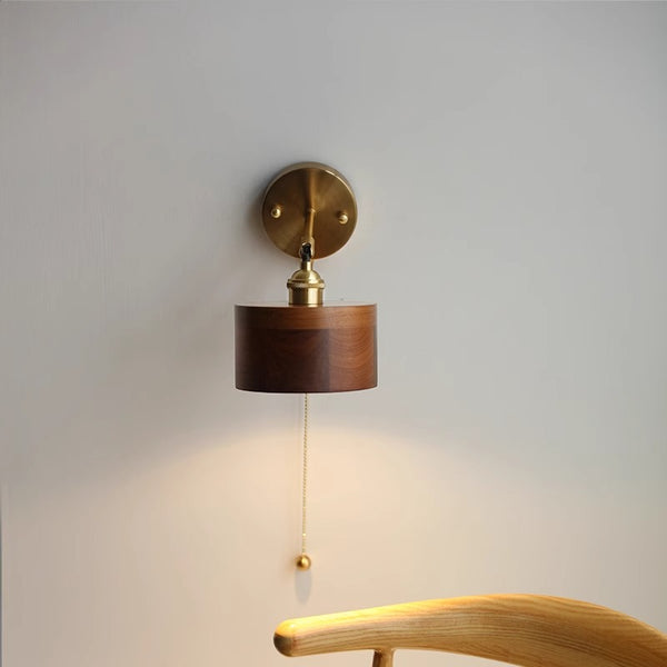 Walnut all copper wall lamp