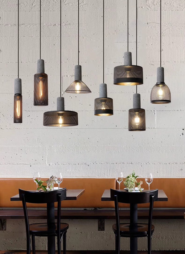 Lustre rétro à tête unique en ciment