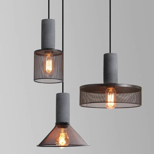 Lustre rétro à tête unique en ciment