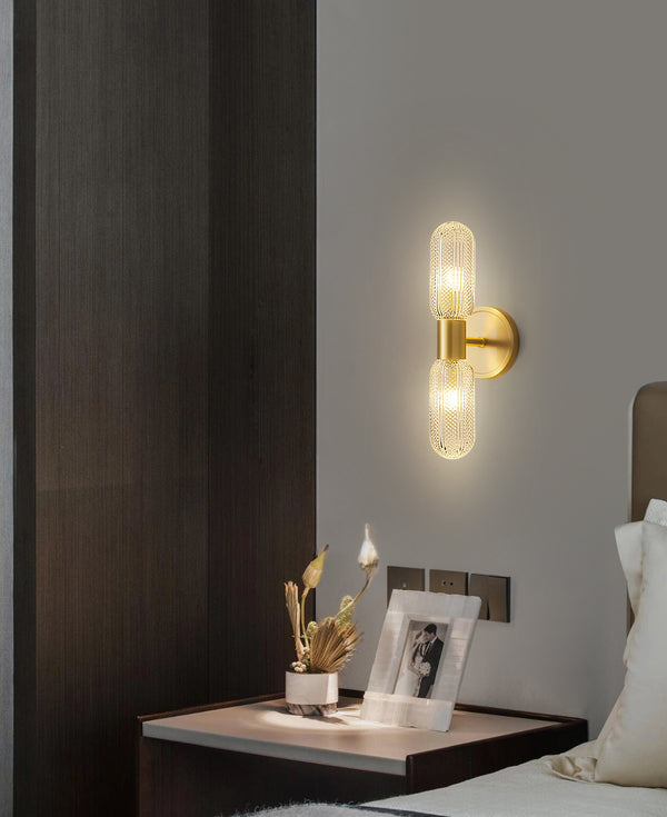 All copper light luxury glass wall lamp