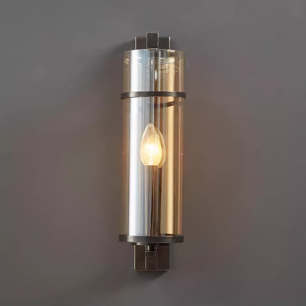 All copper glass bedroom wall light