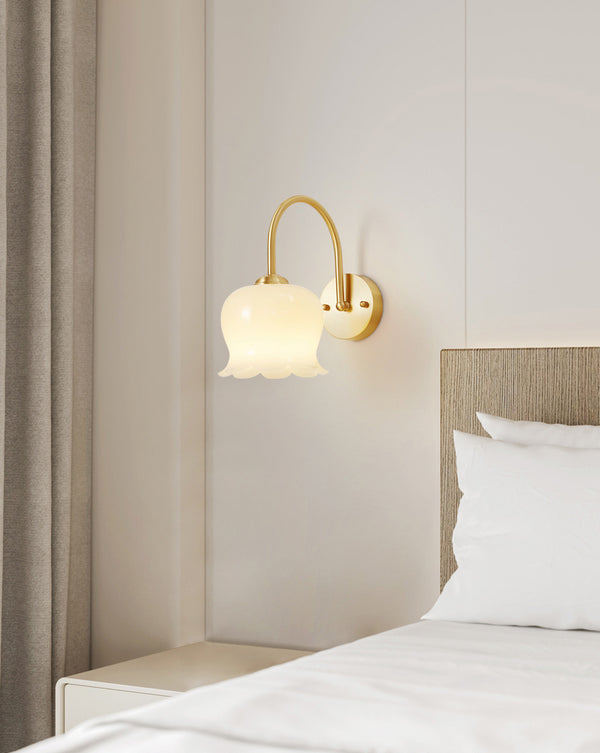 Cream style all-copper flower wall lamp