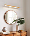 Applique murale miroir à LED en bois massif de style bûche
