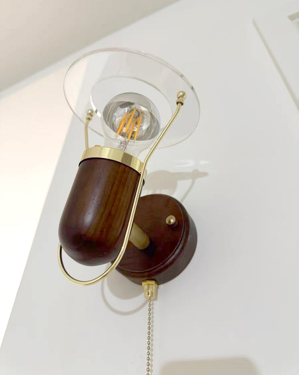 Lampe de chevet murale rotative en noyer