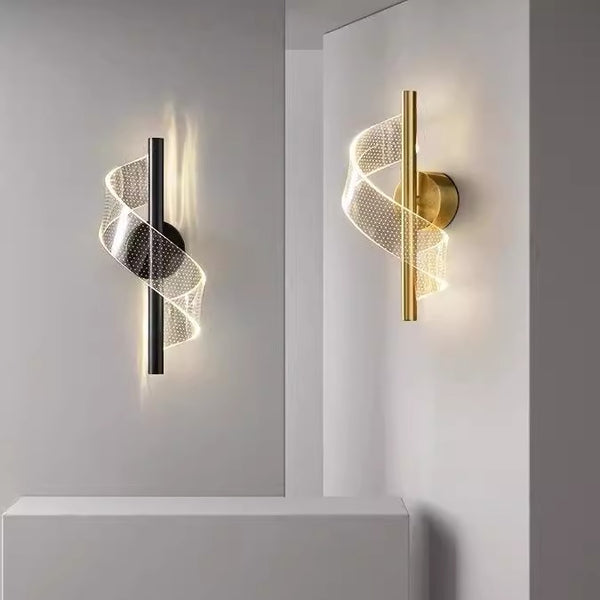 All copper spiral led wall light