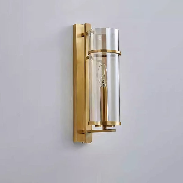 All copper glass bedroom wall light