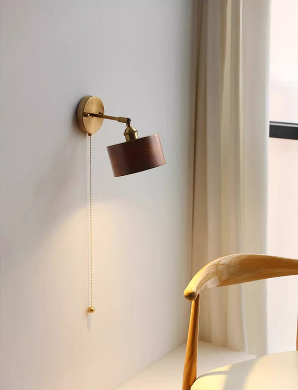Walnut all copper wall lamp