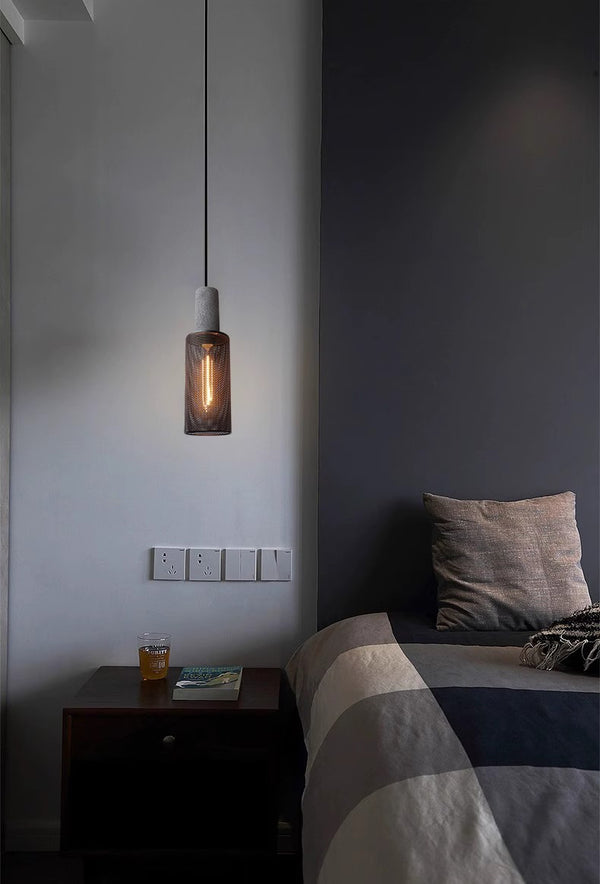 Lustre rétro à tête unique en ciment
