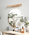 Applique murale miroir à LED en bois massif de style bûche