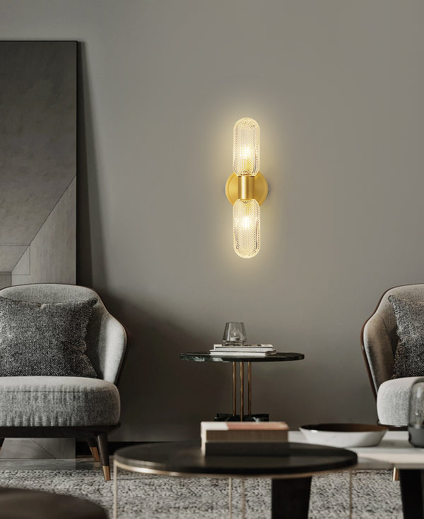 All copper light luxury glass wall lamp