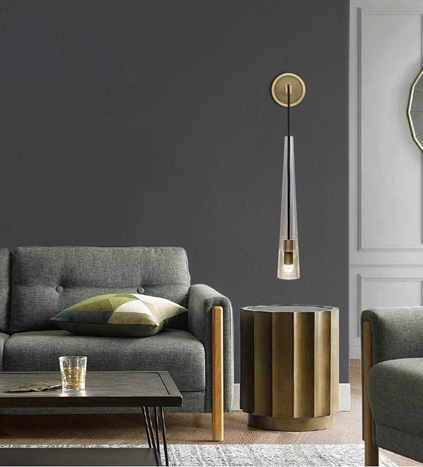 Nordic copper glass bedroom wall lamp