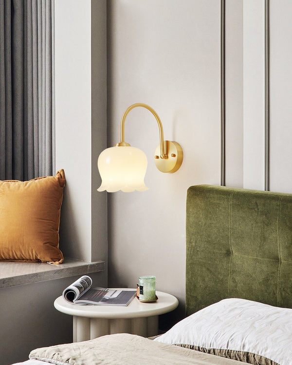 Cream style all-copper flower wall lamp