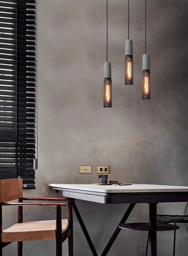 Lustre rétro à tête unique en ciment
