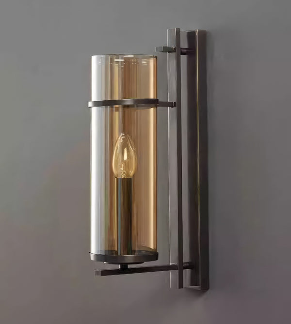 All copper glass bedroom wall light
