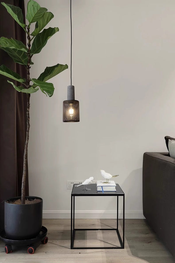 Lustre rétro à tête unique en ciment
