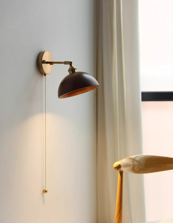 Walnut all copper wall lamp