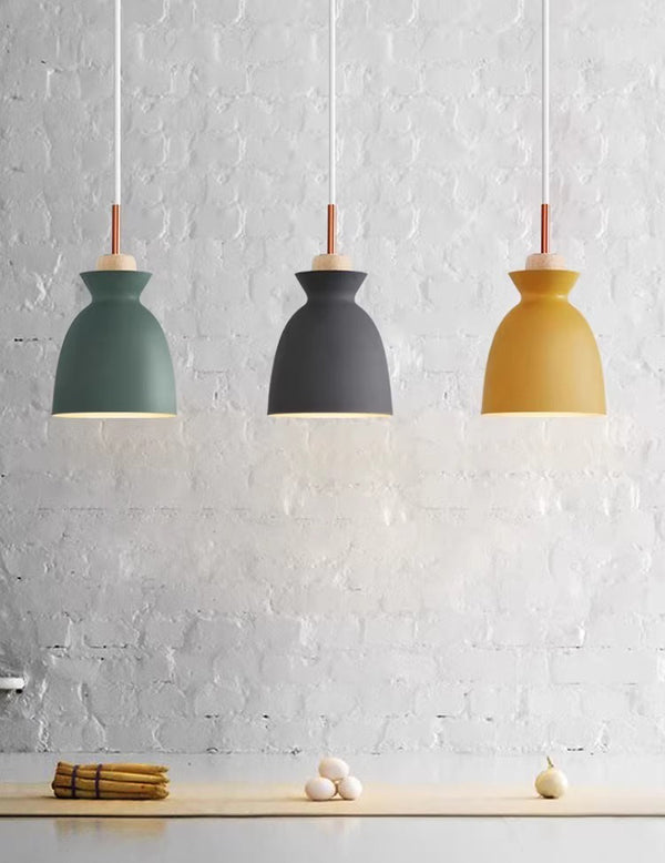 Macaron wooden restaurant chandelier