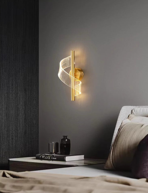 All copper spiral led wall light