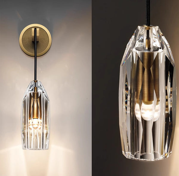 Nordic copper glass bedroom wall lamp