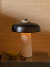 Lampe de table champignon en travertin jaune