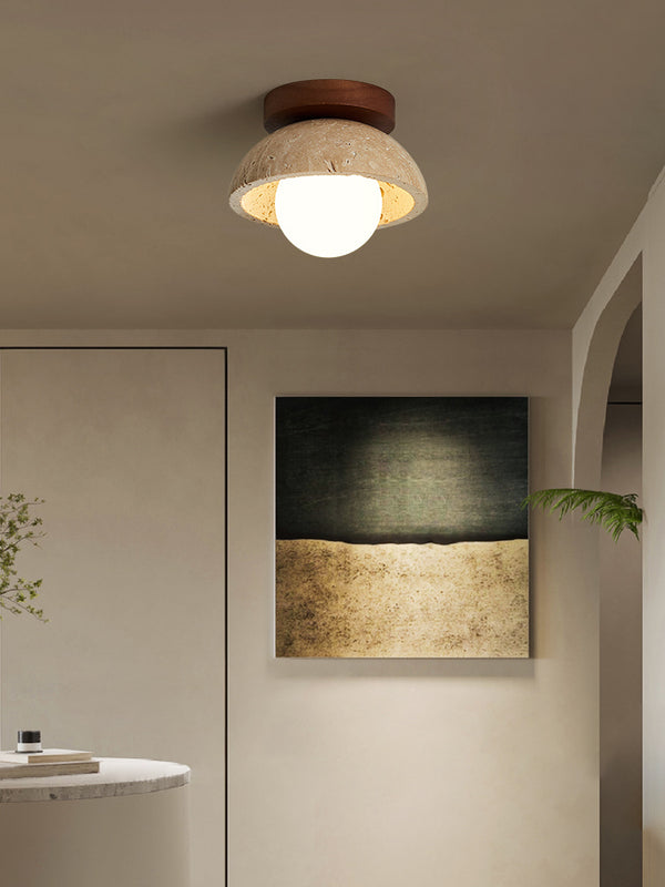 Plafonnier d'allée en travertin jaune