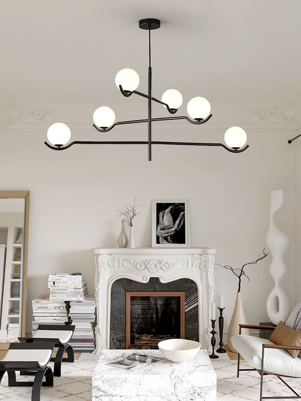 Lustre noir en forme de haricot magique long