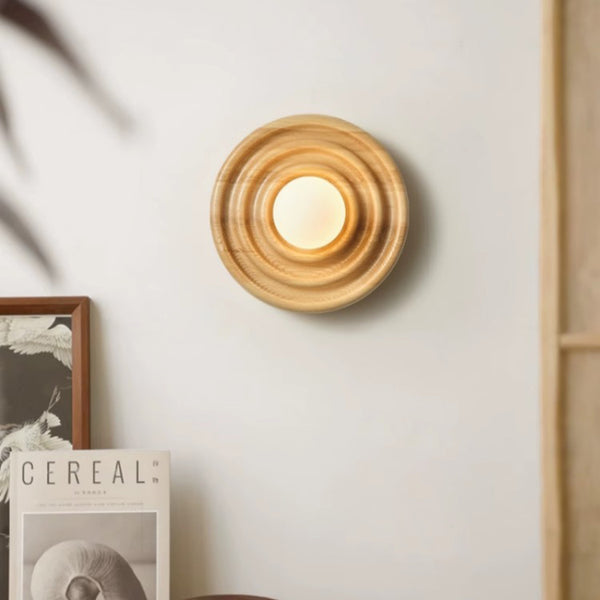 Wandlampe aus Massivholz im japanischen Stil mit Wasserkräuselungen