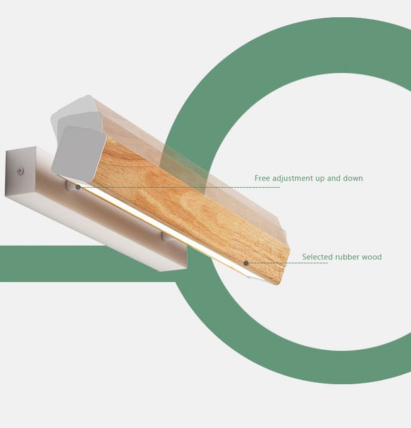 Applique murale miroir à LED en bois massif de style bûche