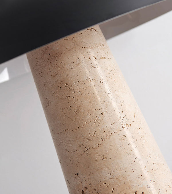 Lampe de table champignon en travertin jaune