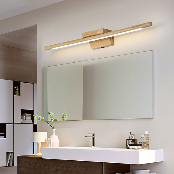 Applique murale nordique en bois massif avec miroir