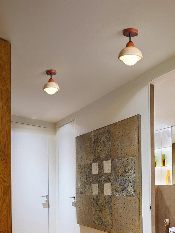 Plafonnier d'allée en travertin jaune