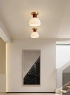 Deckenlampe aus Massivholz im cremefarbenen Stil