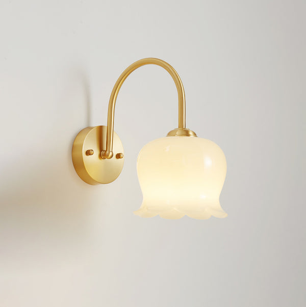 Cream style all-copper flower wall lamp