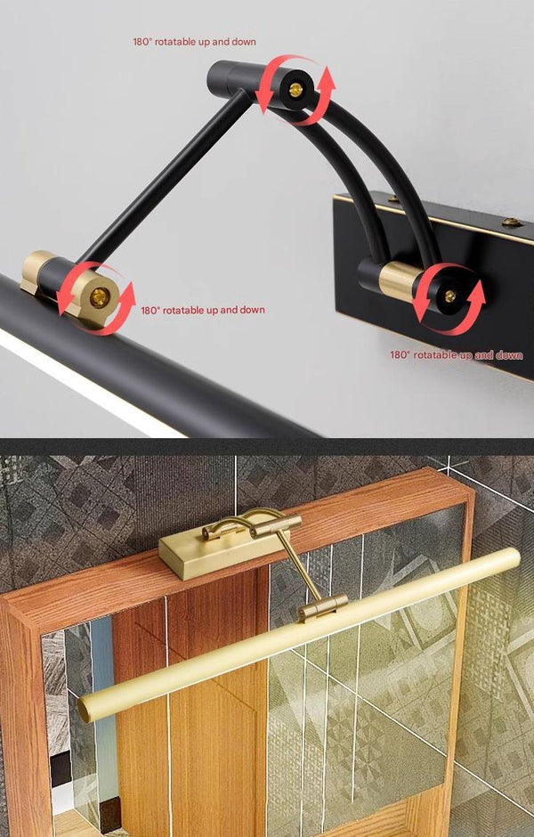 Retractable folding mirror wall lamp