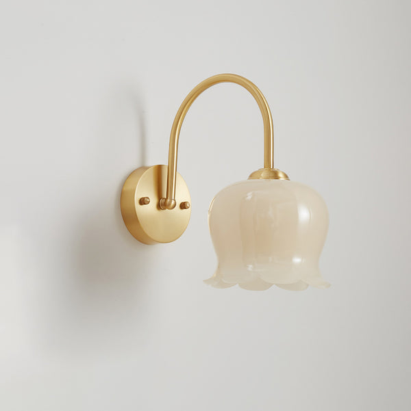 Cream style all-copper flower wall lamp