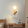 Nordic solid wood bedroom wall lamp