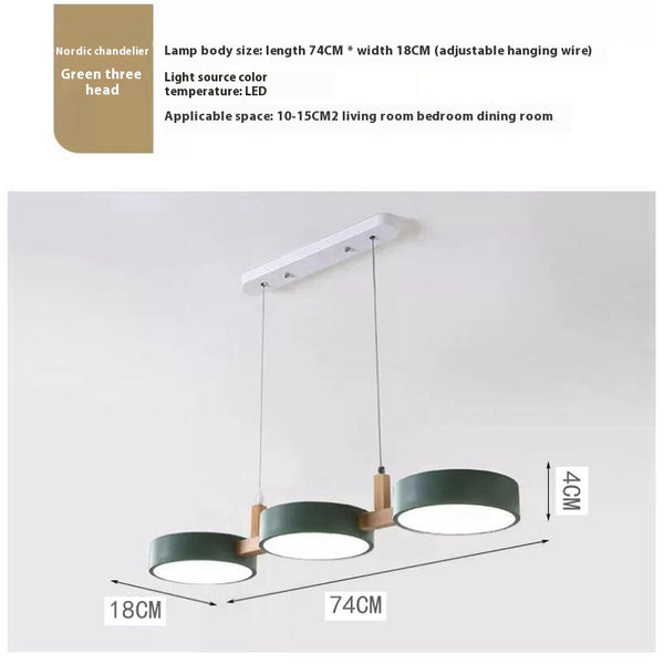 Lustre à trois têtes couleur macaron