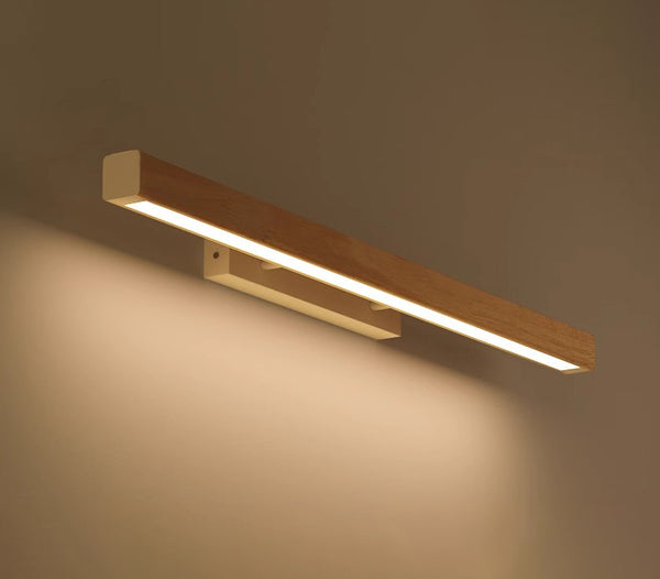 Applique murale miroir à LED en bois massif de style bûche