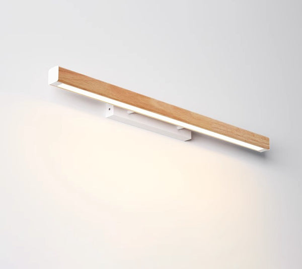 Applique murale miroir à LED en bois massif de style bûche