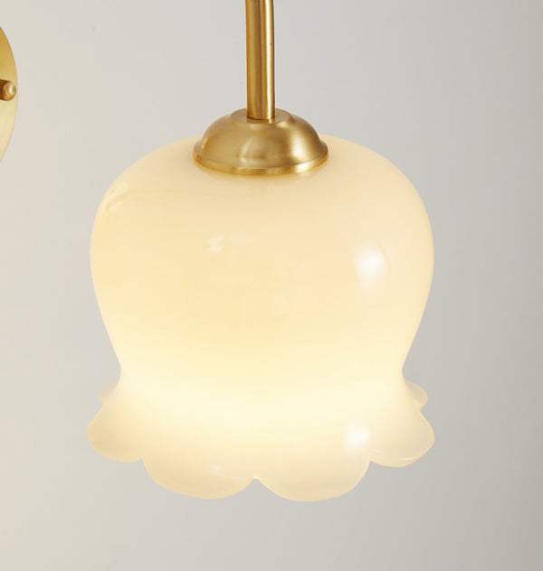 Cream style all-copper flower wall lamp