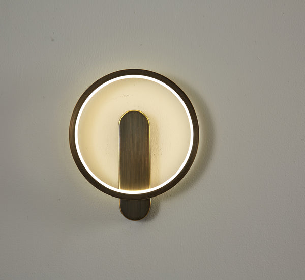 All copper minimalist round wall lamp